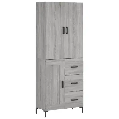 vidaXL Visoka komoda siva sonoma 69,5x34x180 cm inženirski les