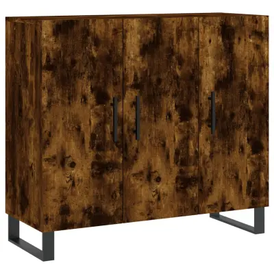 vidaXL Komoda dimljeni hrast 90x34x80 cm konstruiran les