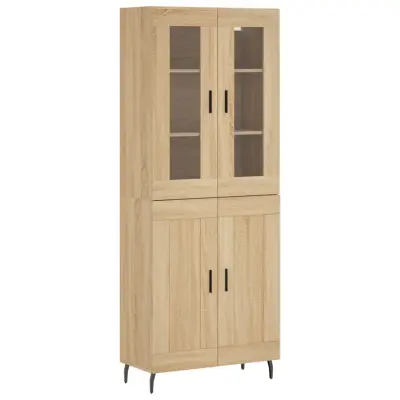 vidaXL Visoka komoda sonoma hrast 69,5x34x180 cm inženirski les