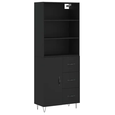 vidaXL Visoka komoda črna 69,5x34x180 cm inženirski les