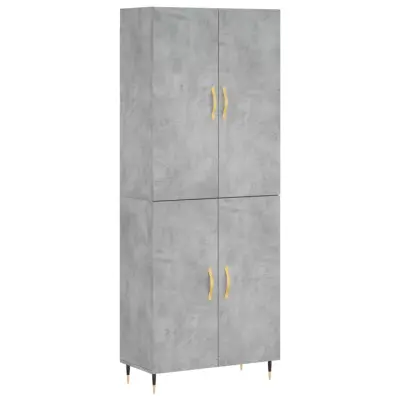 vidaXL Visoka komoda betonsko siva 69,5x34x180 cm inženirski les