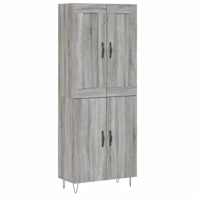 vidaXL Visoka komoda siva sonoma 69,5x34x180 cm inženirski les
