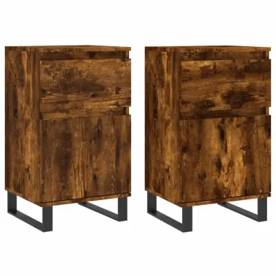 vidaXL Komoda 2 kosa dimljeni hrast 40x35x70 cm inženirski les