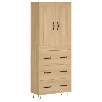 vidaXL Visoka komoda sonoma hrast 69,5x34x180 cm inženirski les