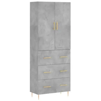 vidaXL Visoka komoda betonsko siva 69,5x34x180 cm inženirski les