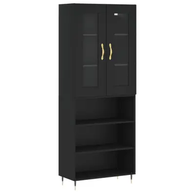 vidaXL Visoka komoda črna 69,5x34x180 cm inženirski les