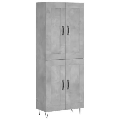 vidaXL Visoka komoda betonsko siva 69,5x34x180 cm inženirski les