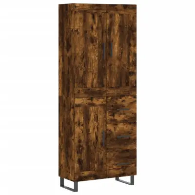 vidaXL Visoka komoda dimljen hrast 69,5x34x180 cm inženirski les