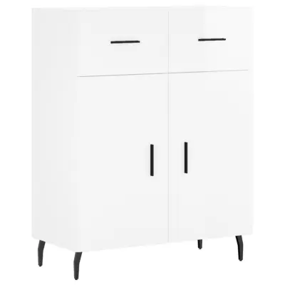 vidaXL Komoda visok sijaj bela 69,5x34x90 cm inženirski les