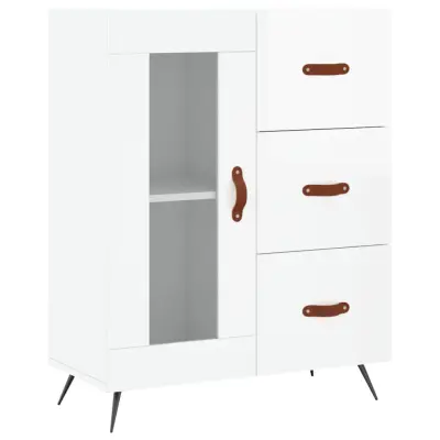 vidaXL Komoda visok sijaj bela 69,5x34x90 cm inženirski les