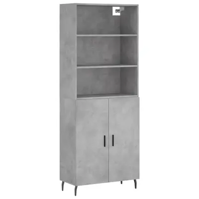 vidaXL Visoka komoda betonsko siva 69,5x34x180 cm inženirski les
