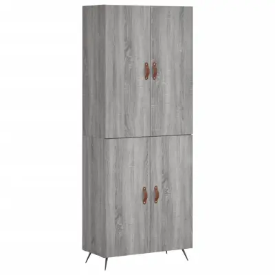 vidaXL Visoka komoda siva sonoma 69,5x34x180 cm inženirski les