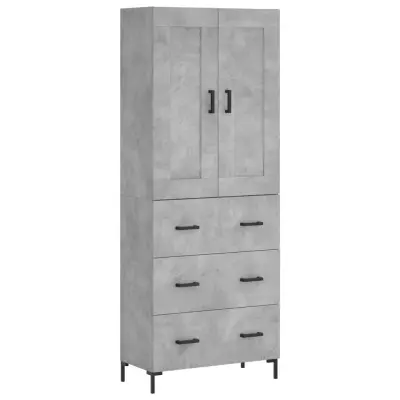 vidaXL Visoka komoda betonsko siva 69,5x34x180 cm inženirski les