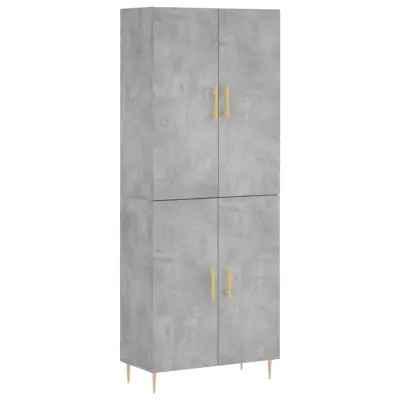 vidaXL Visoka komoda betonsko siva 69,5x34x180 cm inženirski les