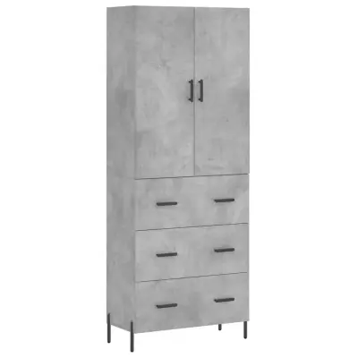 vidaXL Visoka komoda betonsko siva 69,5x34x180 cm inženirski les