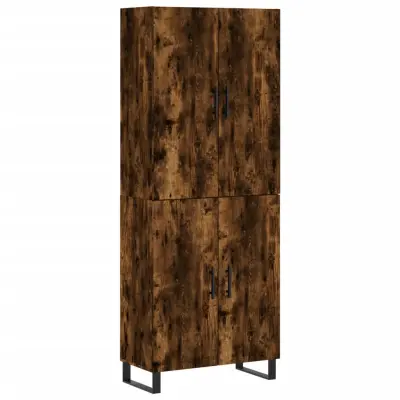 vidaXL Visoka komoda dimljen hrast 69,5x34x180 cm inženirski les