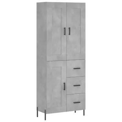 vidaXL Visoka komoda betonsko siva 69,5x34x180 cm inženirski les