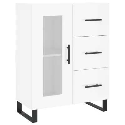 vidaXL Komoda visok sijaj bela 69,5x34x90 cm inženirski les