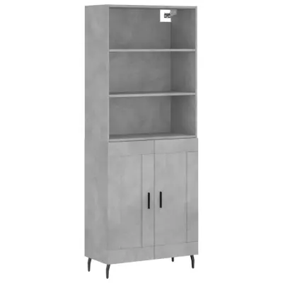 vidaXL Visoka komoda betonsko siva 69,5x34x180 cm inženirski les