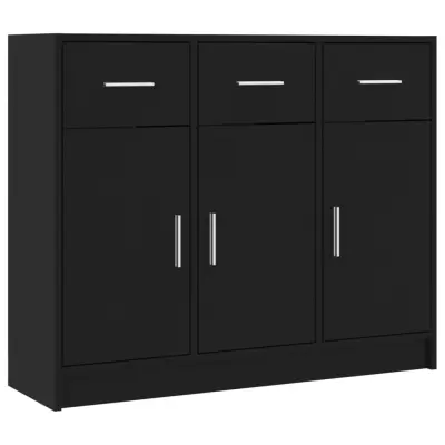 vidaXL Komoda črna 91x28x75 cm inženirski les