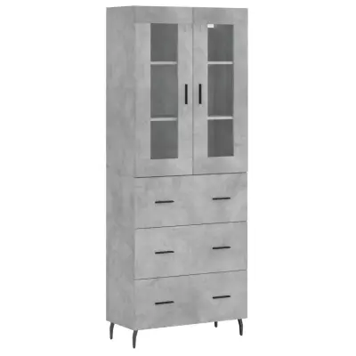 vidaXL Visoka komoda betonsko siva 69,5x34x180 cm inženirski les