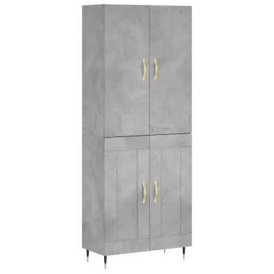 vidaXL Visoka komoda betonsko siva 69,5x34x180 cm inženirski les
