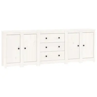 vidaXL Komoda bela 230x35x80 cm trdna borovina