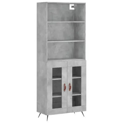 vidaXL Visoka komoda betonsko siva 69,5x34x180 cm inženirski les