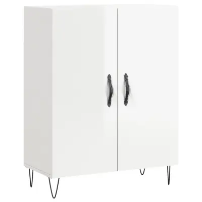 vidaXL Komoda visok sijaj bela 69,5x34x90 cm inženirski les