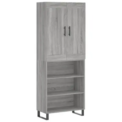 vidaXL Visoka komoda siva sonoma 69,5x34x180 cm inženirski les