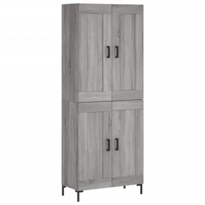 vidaXL Visoka komoda siva sonoma 69,5x34x180 cm inženirski les