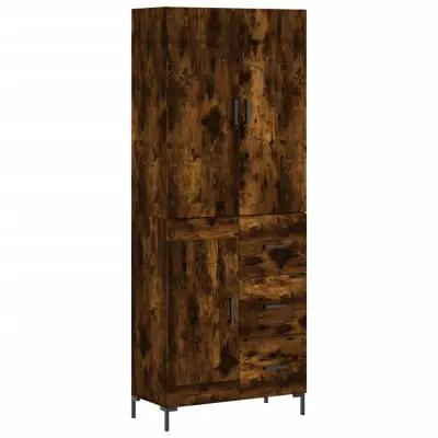 vidaXL Visoka komoda dimljen hrast 69,5x34x180 cm inženirski les