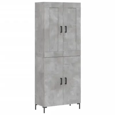 vidaXL Visoka komoda betonsko siva 69,5x34x180 cm inženirski les