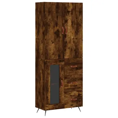 vidaXL Visoka komoda dimljen hrast 69,5x34x180 cm inženirski les