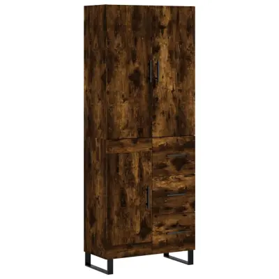 vidaXL Visoka komoda dimljen hrast 69,5x34x180 cm inženirski les