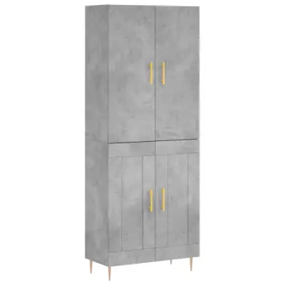 vidaXL Visoka komoda betonsko siva 69,5x34x180 cm inženirski les
