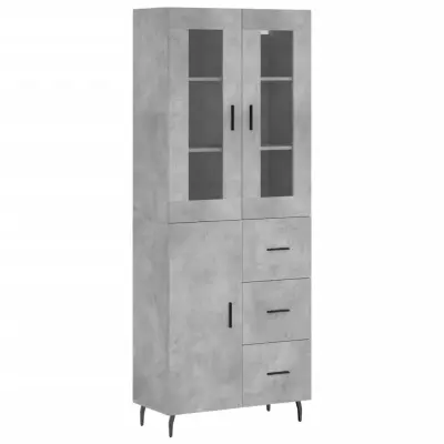 vidaXL Visoka komoda betonsko siva 69,5x34x180 cm inženirski les