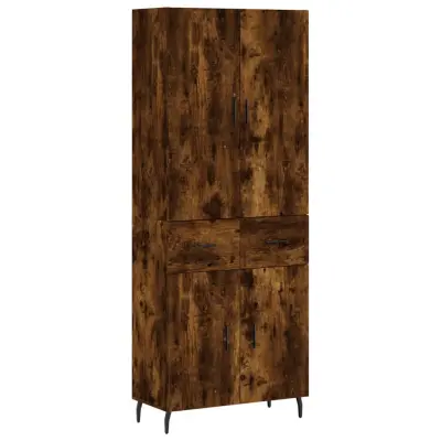 vidaXL Visoka komoda dimljen hrast 69,5x34x180 cm inženirski les