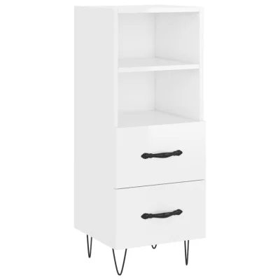 vidaXL Komoda visok sijaj bela 34,5x34x90 cm inženirski les