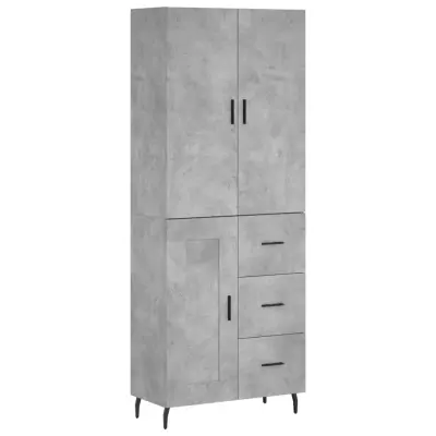 vidaXL Visoka komoda betonsko siva 69,5x34x180 cm inženirski les