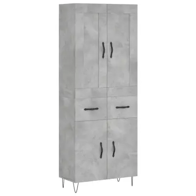 vidaXL Visoka komoda betonsko siva 69,5x34x180 cm inženirski les