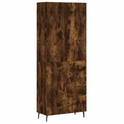 vidaXL Visoka komoda dimljen hrast 69,5x34x180 cm inženirski les