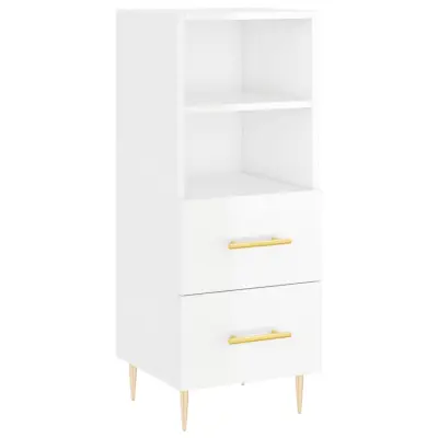 vidaXL Komoda visok sijaj bela 34,5x34x90 cm inženirski les