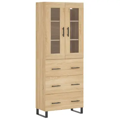 vidaXL Visoka komoda sonoma hrast 69,5x34x180 cm inženirski les