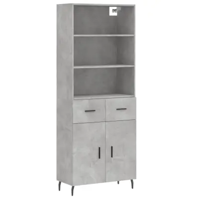 vidaXL Visoka komoda betonsko siva 69,5x34x180 cm inženirski les