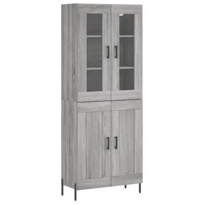 vidaXL Visoka komoda siva sonoma 69,5x34x180 cm inženirski les