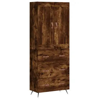 vidaXL Visoka komoda dimljen hrast 69,5x34x180 cm inženirski les