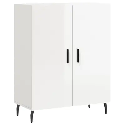vidaXL Komoda visok sijaj bela 69,5x34x90 cm inženirski les