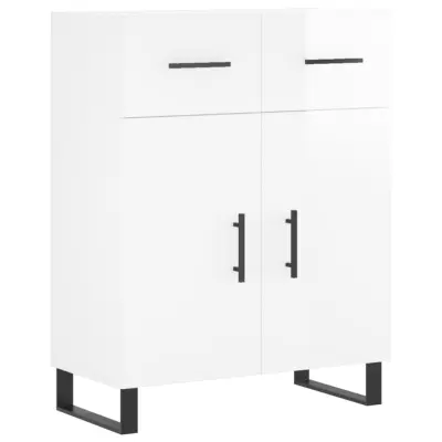 vidaXL Komoda visok sijaj bela 69,5x34x90 cm inženirski les