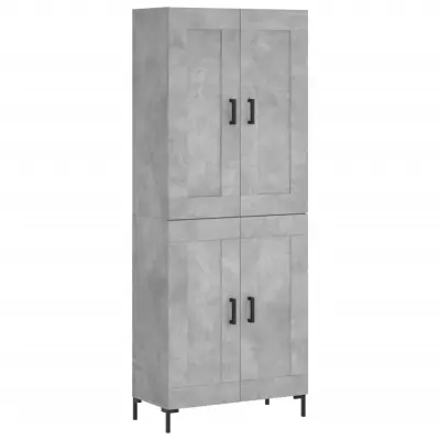 vidaXL Visoka komoda betonsko siva 69,5x34x180 cm inženirski les